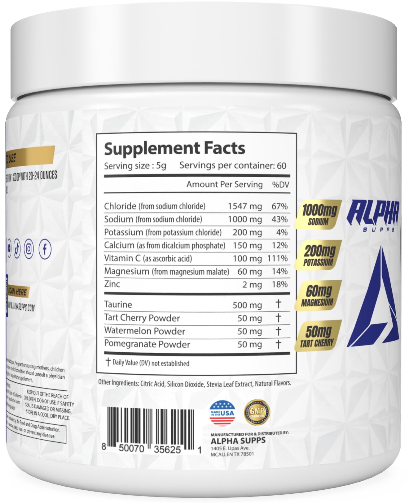 Close-up of minerals in Alpha Lytes ingredients for hydration support.