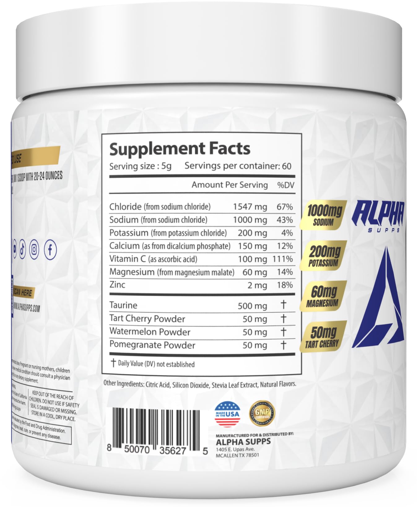 Alpha Supps Alpha Lytes powder dissolving in water demonstrates instant hydration.