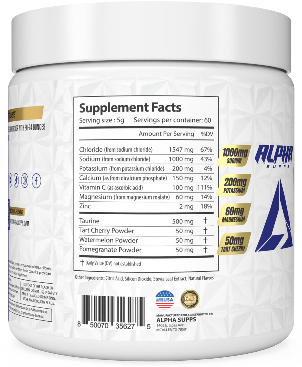 Alpha Supps Alpha Lytes powder dissolving in water demonstrates instant hydration.