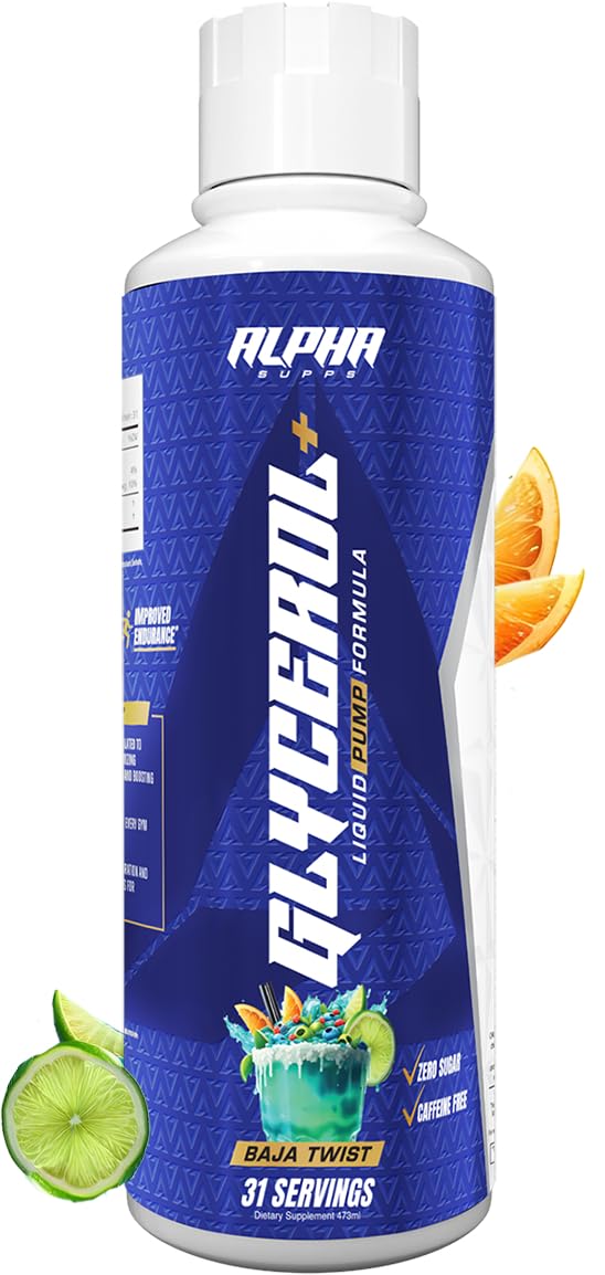 Alpha Supps Glycerol+ bottle demonstrating hydration-focused pump during a workout