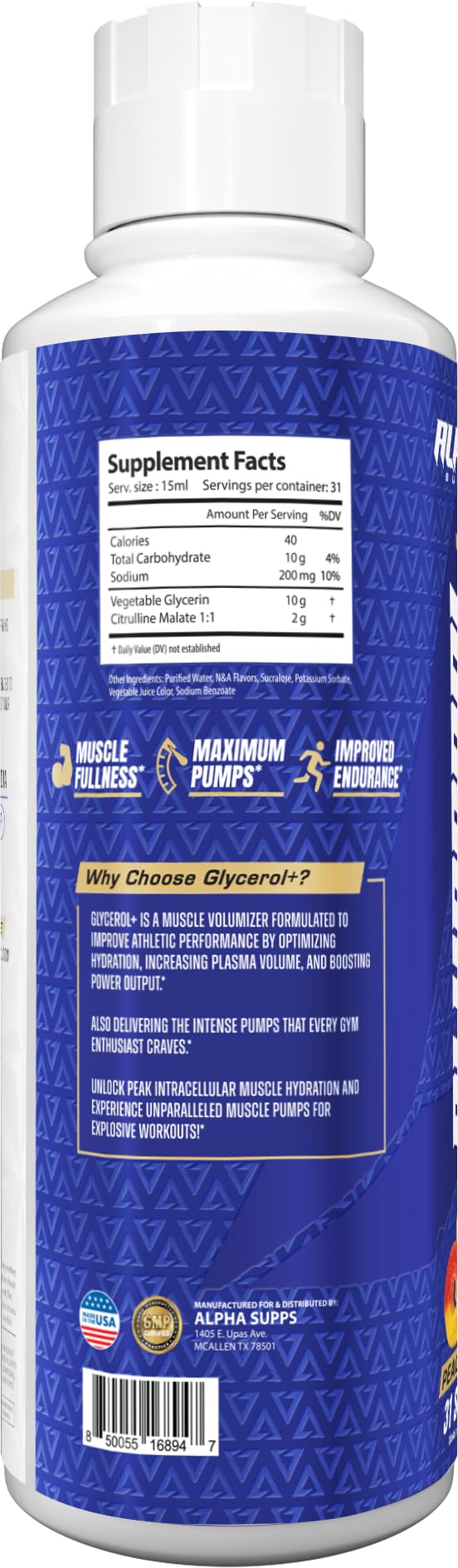 Alpha Supps Glycerol+ workout pump capture vascular fullness during sets