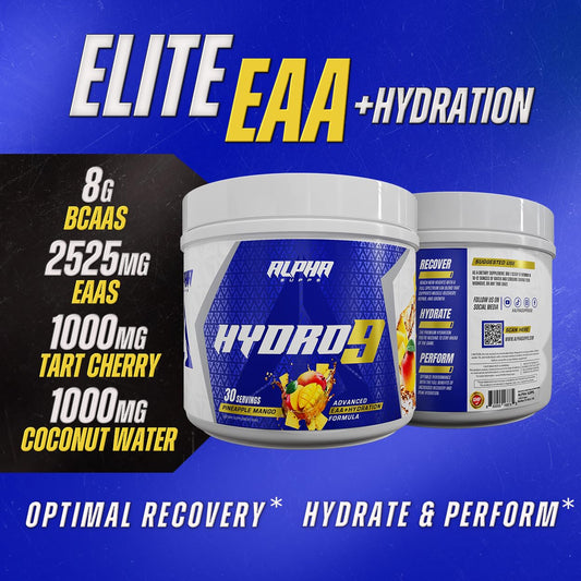 Alpha Supps Hydro 9 amino acids powder scoop ready for intra-workout fueling