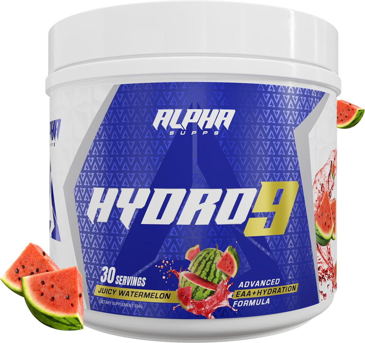 Alpha Supps Hydro 9 Aminos bottle front during workout for hydration support.