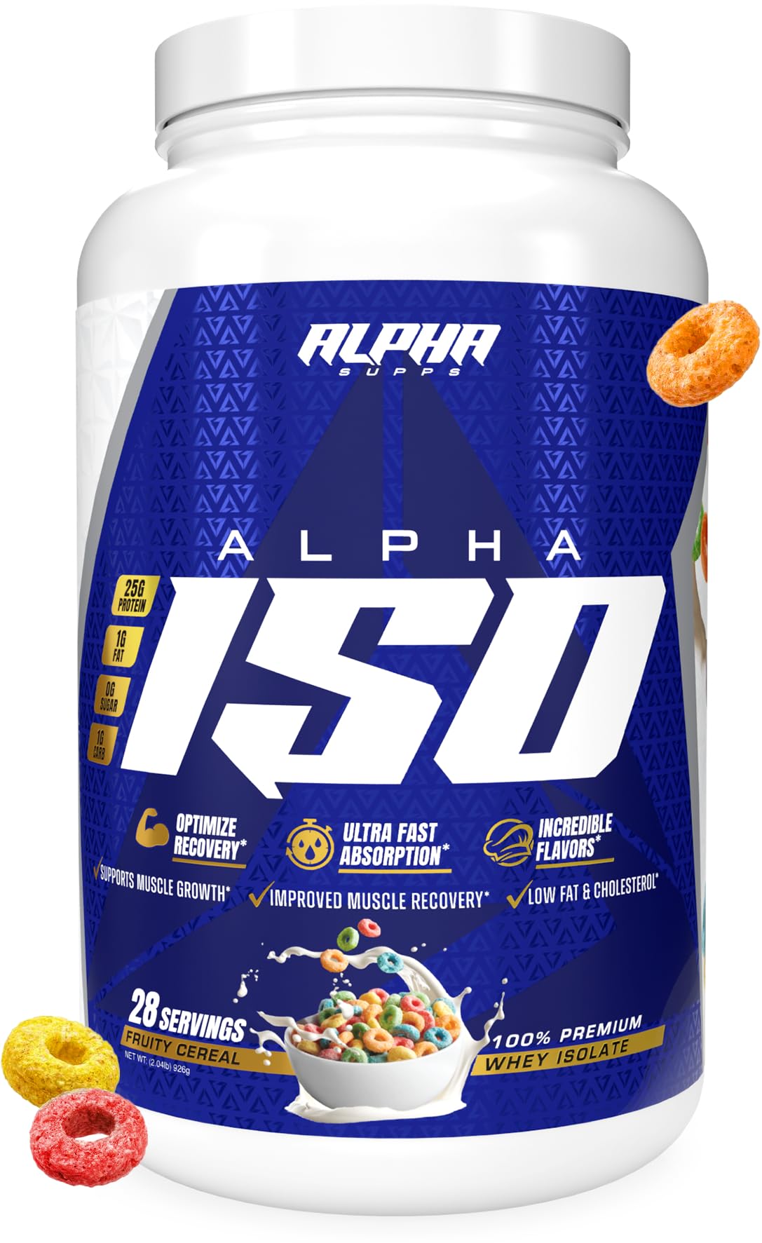 Alpha Supps ISO whey protein bottle for post-workout recovery