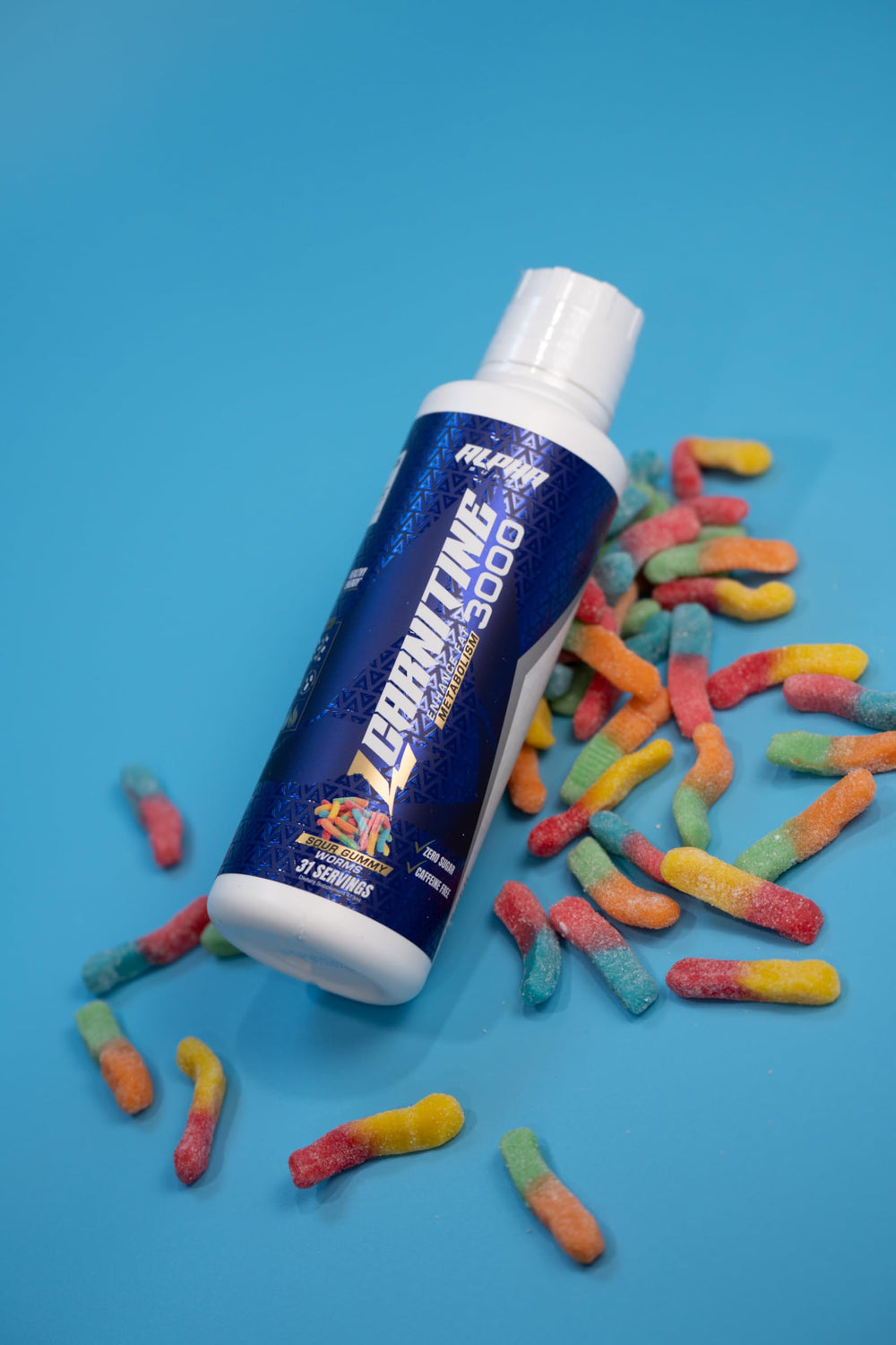Alpha Supps L-Carnitine Liquid 3000 zero sugar claim visible on label.