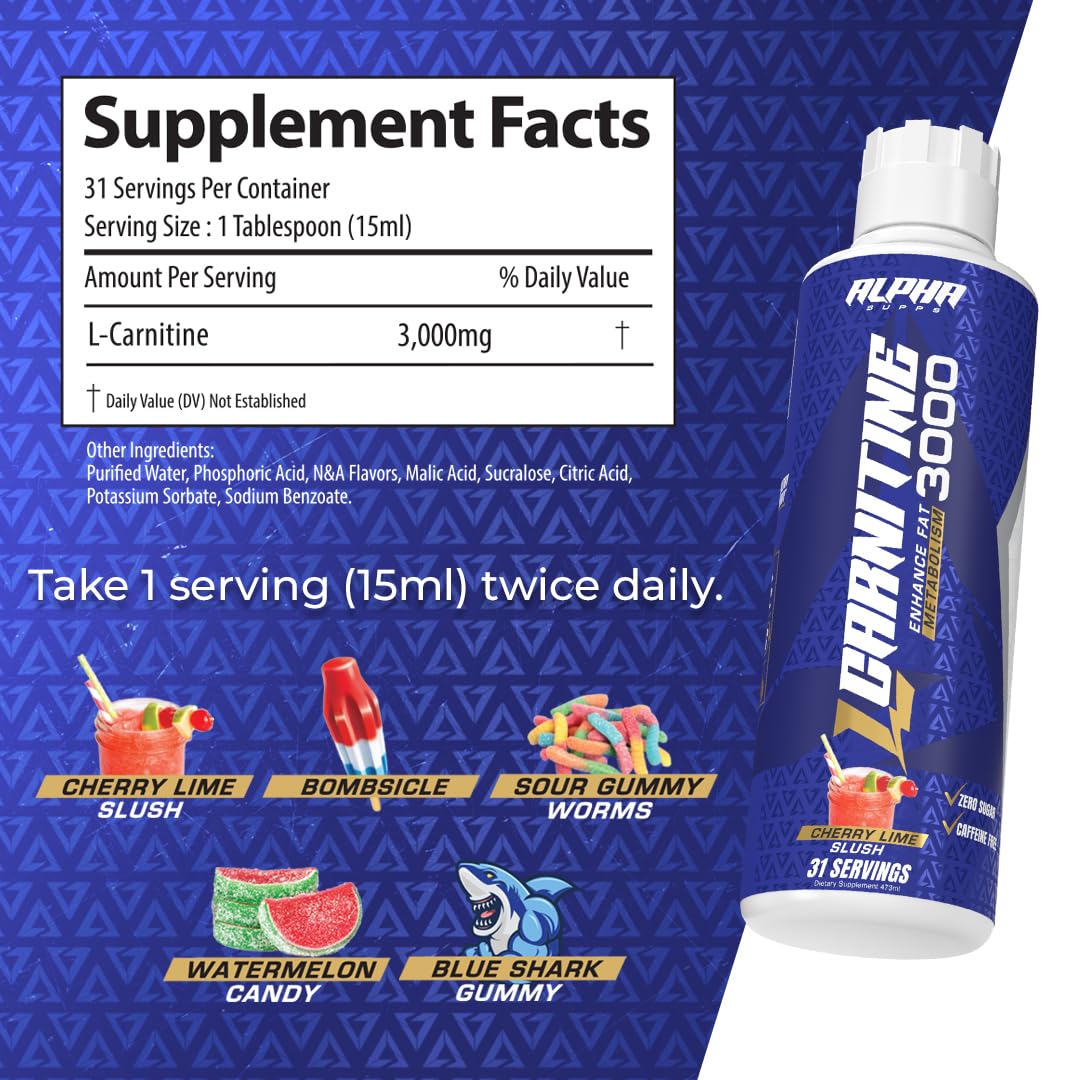 Alpha Supps Blue Gummy flavor bottle highlighting caffeine-free energy support.