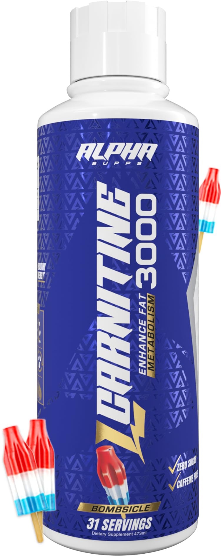 Alpha Supps Liquid L-Carnitine 3000 bottle for daily use and dosing