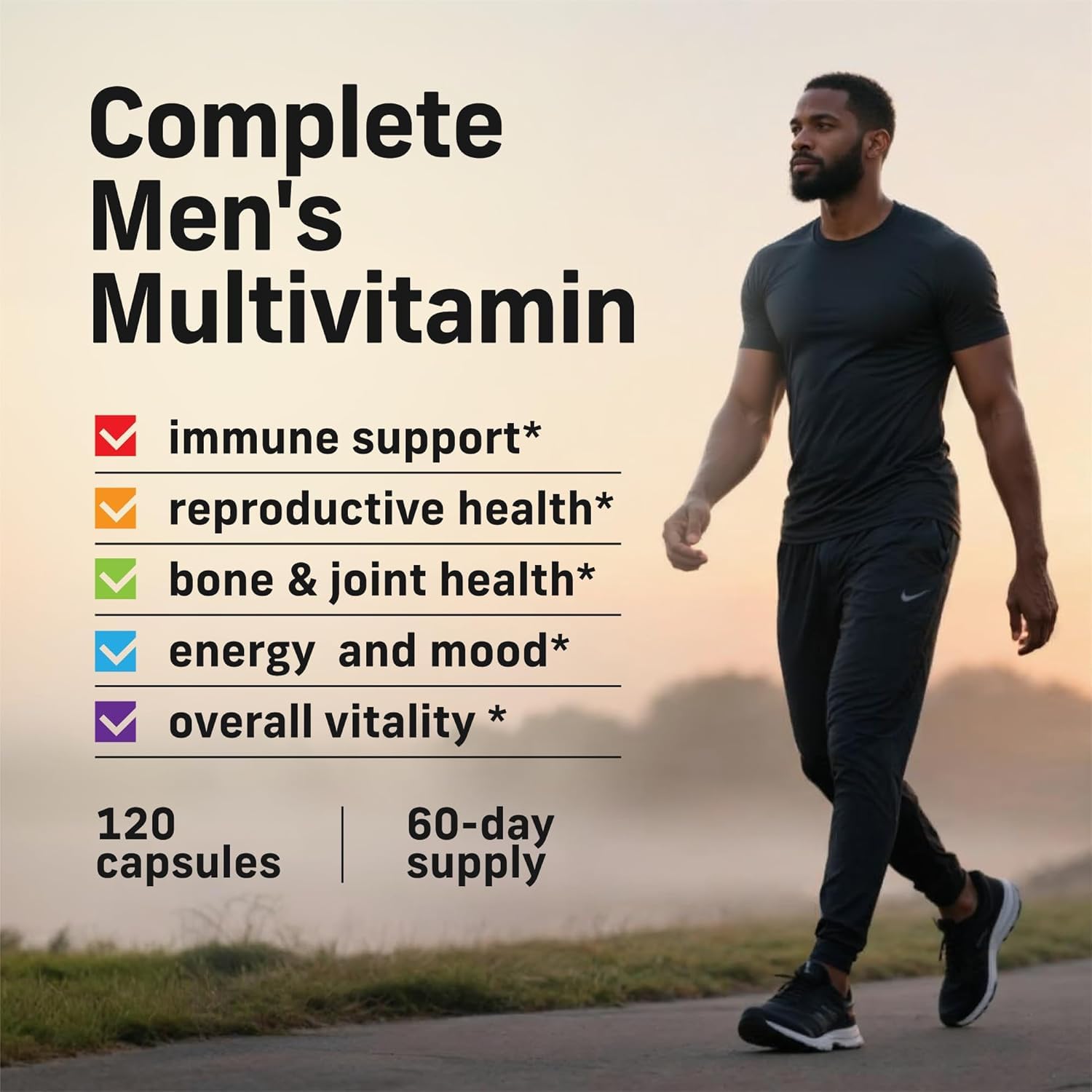 Alpha Tribe men’s multivitamin bottle with black seed oil supports immune wellness.