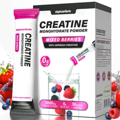 AlphaHerb creatine monohydrate stick with mixed berry flavor for on-the-go energy