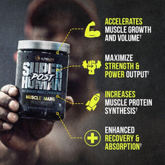 Alpha Lion Superhuman Post bottle back label with ingredients and claims