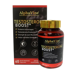 ALPHAVINE bottle with capsules for daily energy and drive.