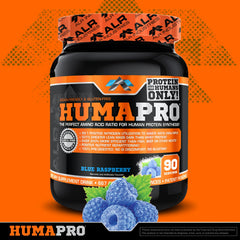 Blue raspberry scoop dipped into shake displays ultra-concentrated amino blend.