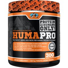 ALR Industries Humapro tablets bottle showing compact vegan protein support for lean muscle.