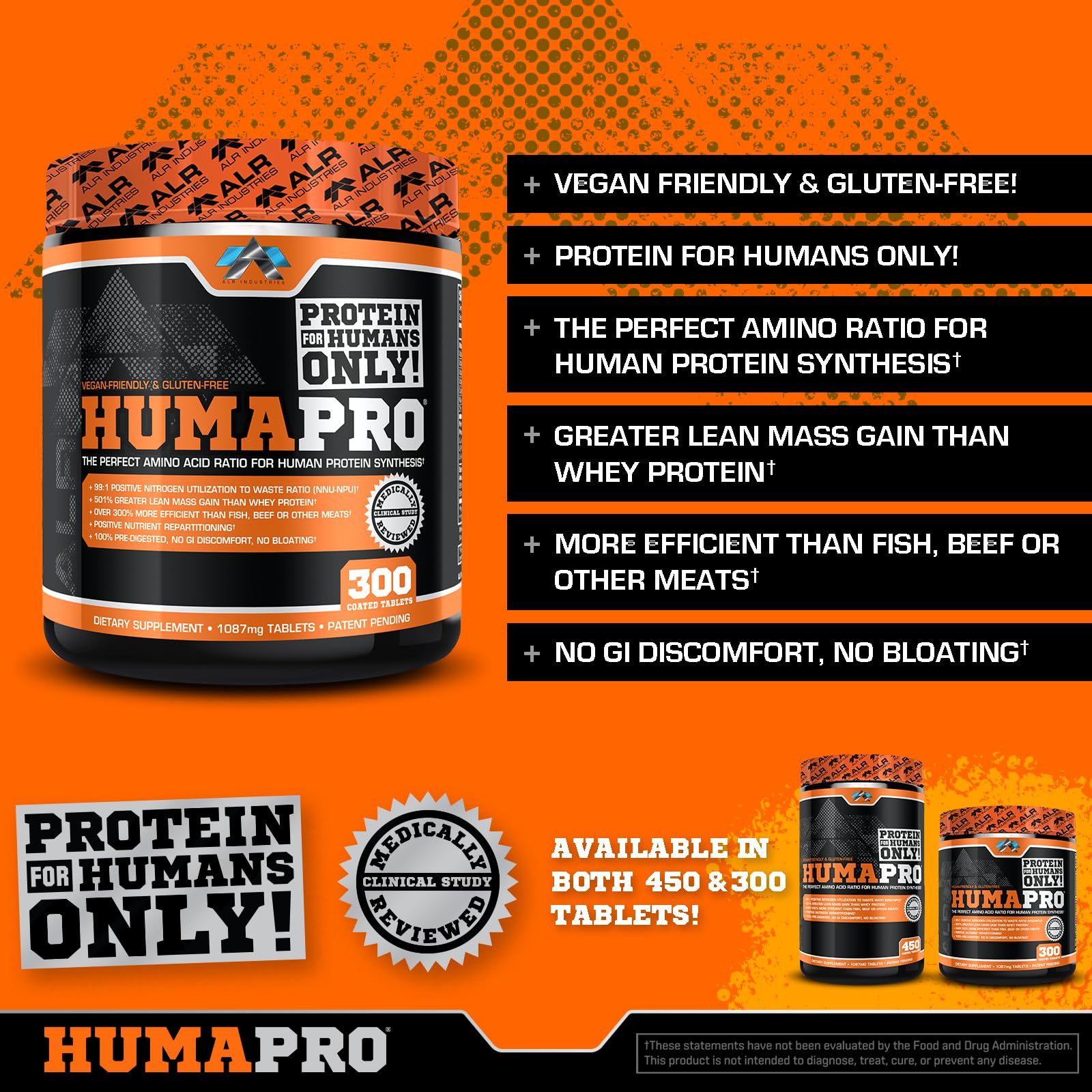 ALR Industries Humapro serving illustration demonstrates daily use with minimal calorie impact.