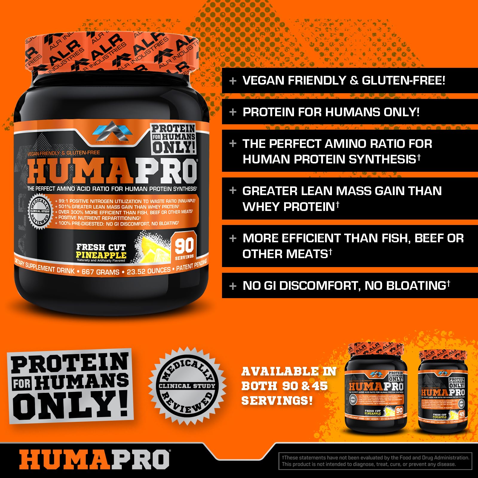 Humapro tub side view showcasing compact packaging