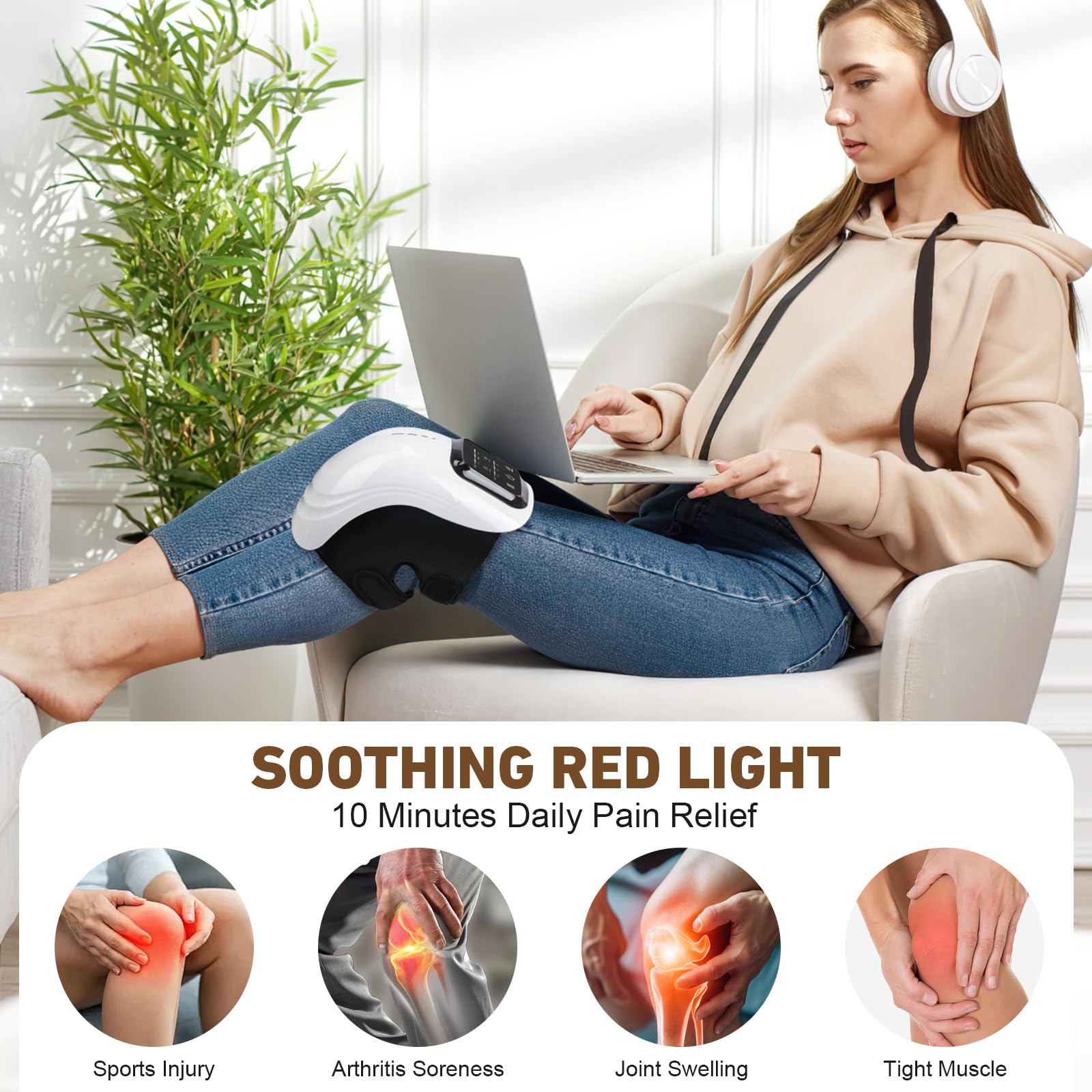 ALSTU knee massager in portable wireless mode for on-the-go use