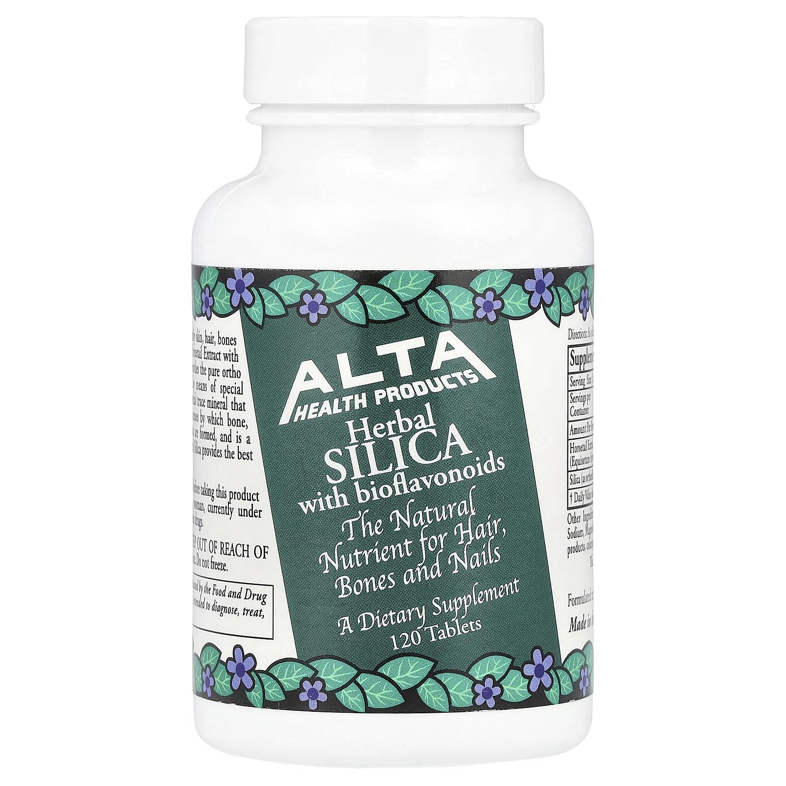 Alta Health Silica with Bioflavonoids bottle front view supports healthy nails
