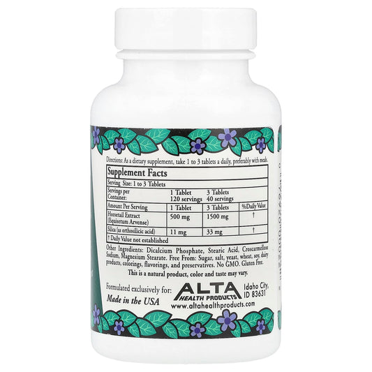 Alta Health Silica tablets closeup; bioflavonoids-enhanced formula for better absorption.