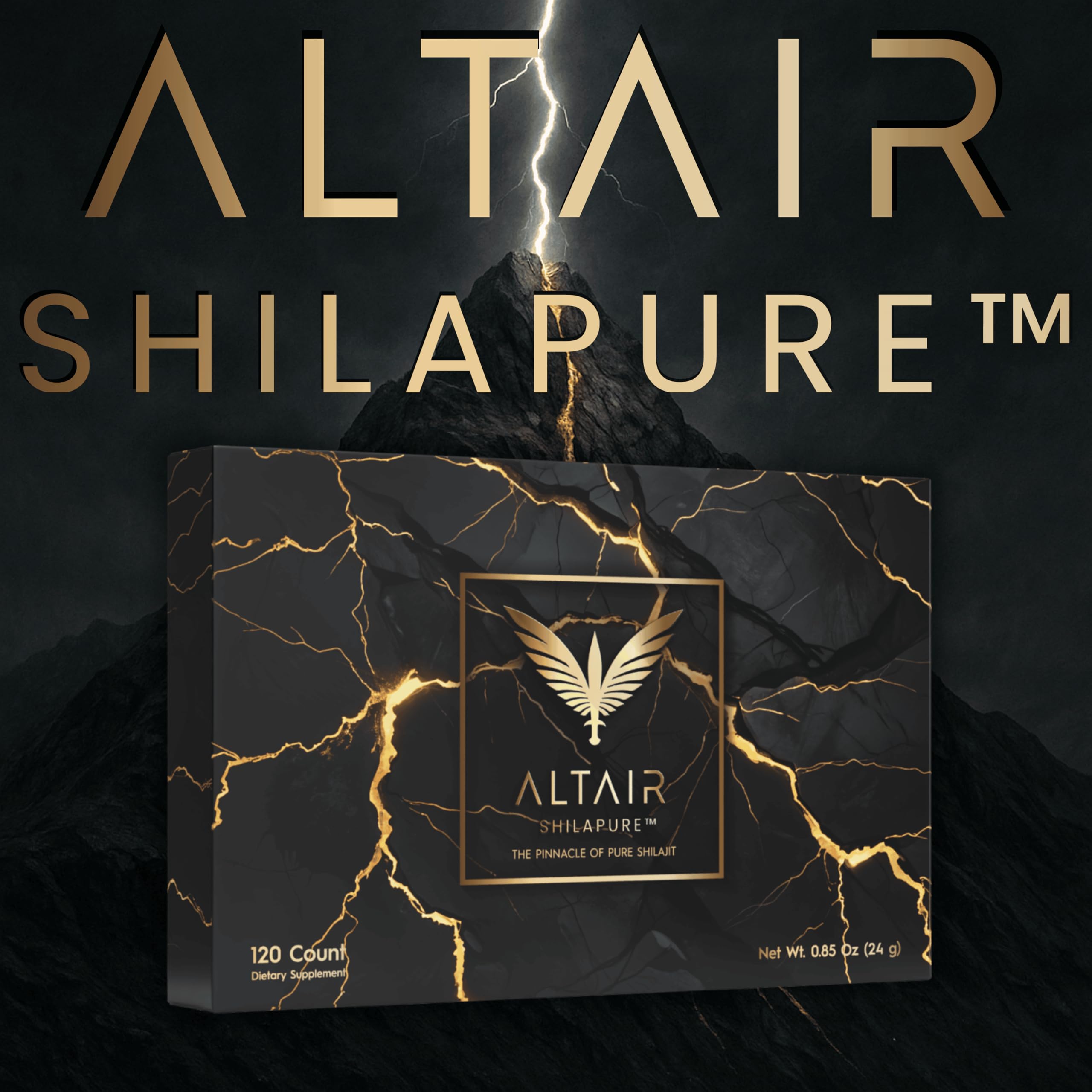 Altair Shilapure tablets beside mineral icons highlight mineral richness.