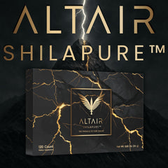 Altair Shilapure tablets beside mineral icons highlight mineral richness.