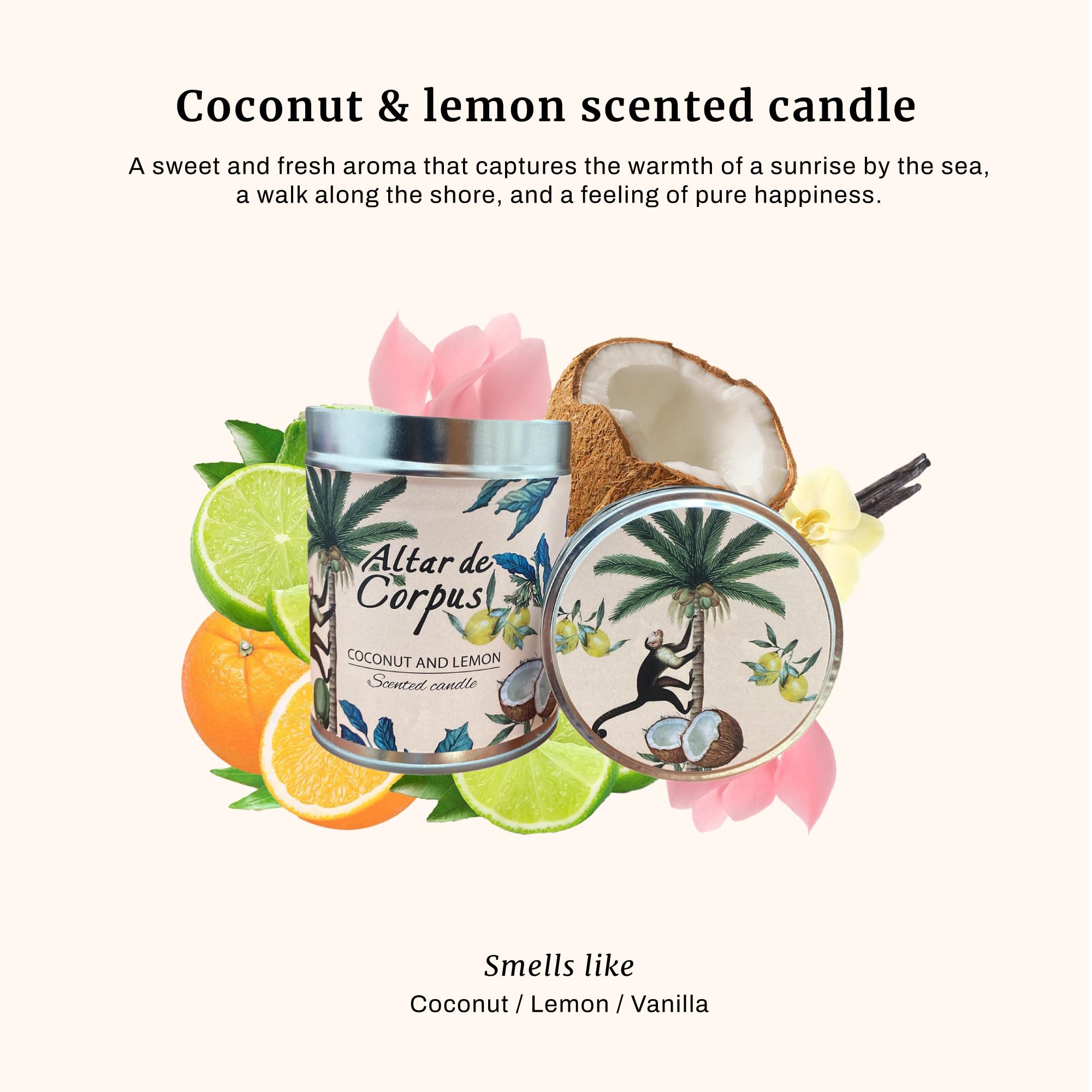Altar de Corpus hand-poured Colombia candle offers warm, clean burn for cozy nights.
