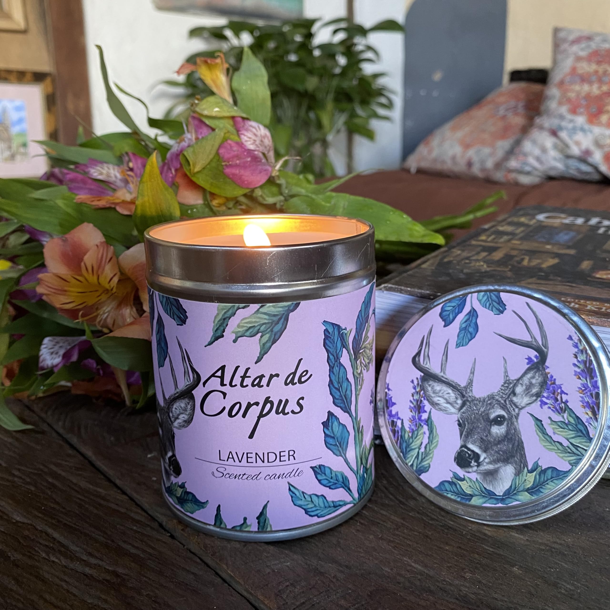 Altar de Corpus reusable tin candle doubles as chic decor storage.