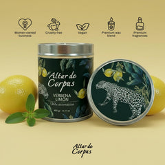 Altar de Corpus shatterproof tin candle designed for safe display and reuse