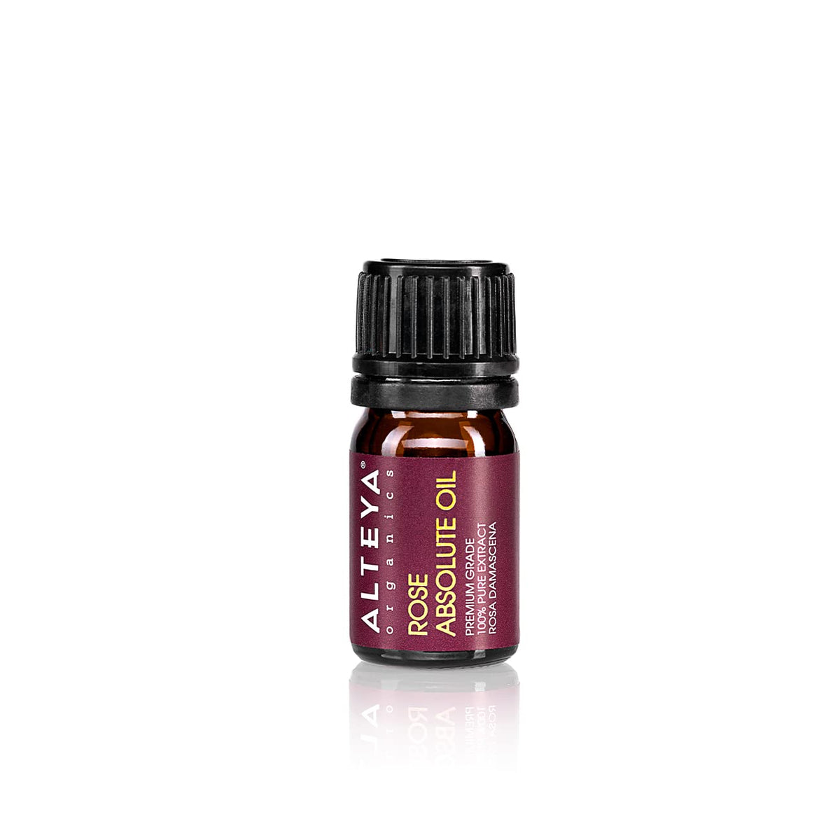 Alteya Organics Rose Absolute bottle shows pure Bulgarian rose oil for perfumery