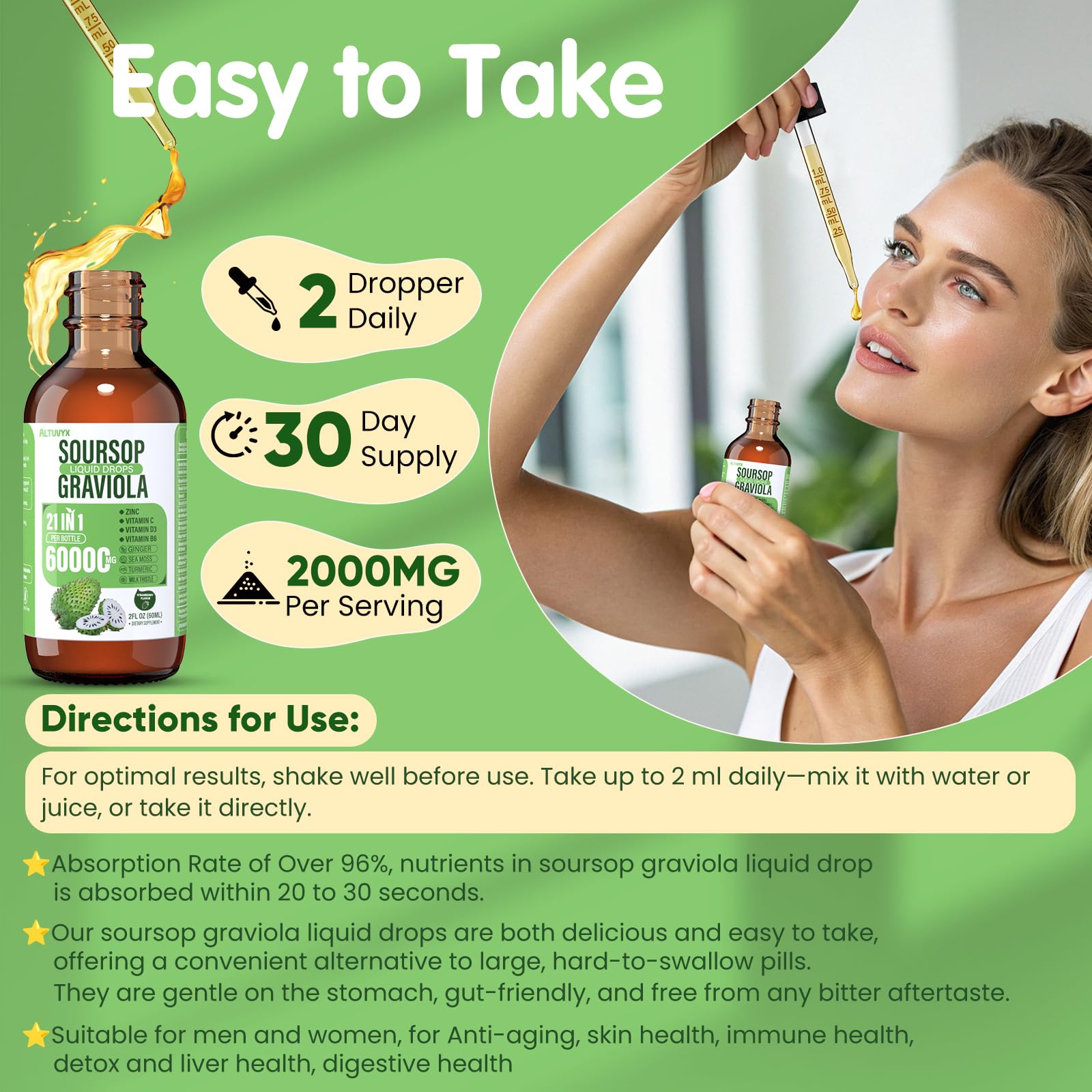 Altuvyx Soursop Liquid bottle cap and seal ensure freshness.