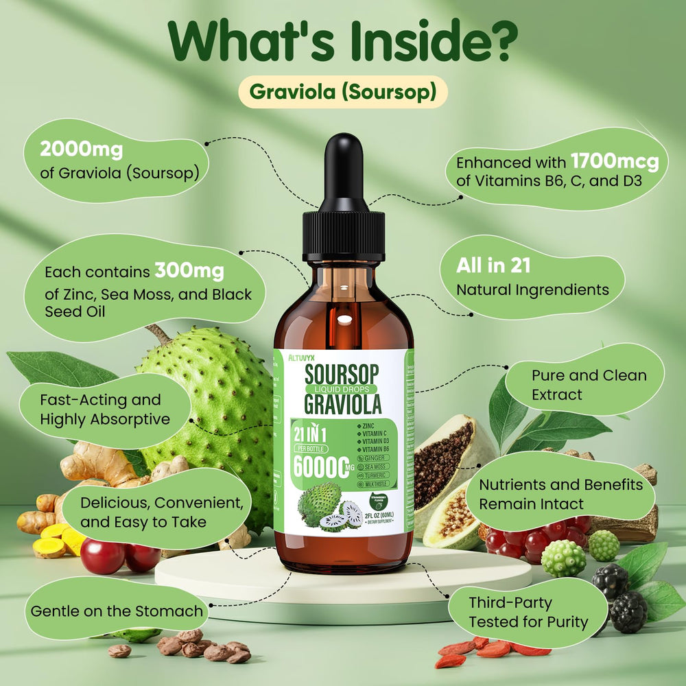 Altuvyx Soursop Liquid drops with pip for precise measurements.
