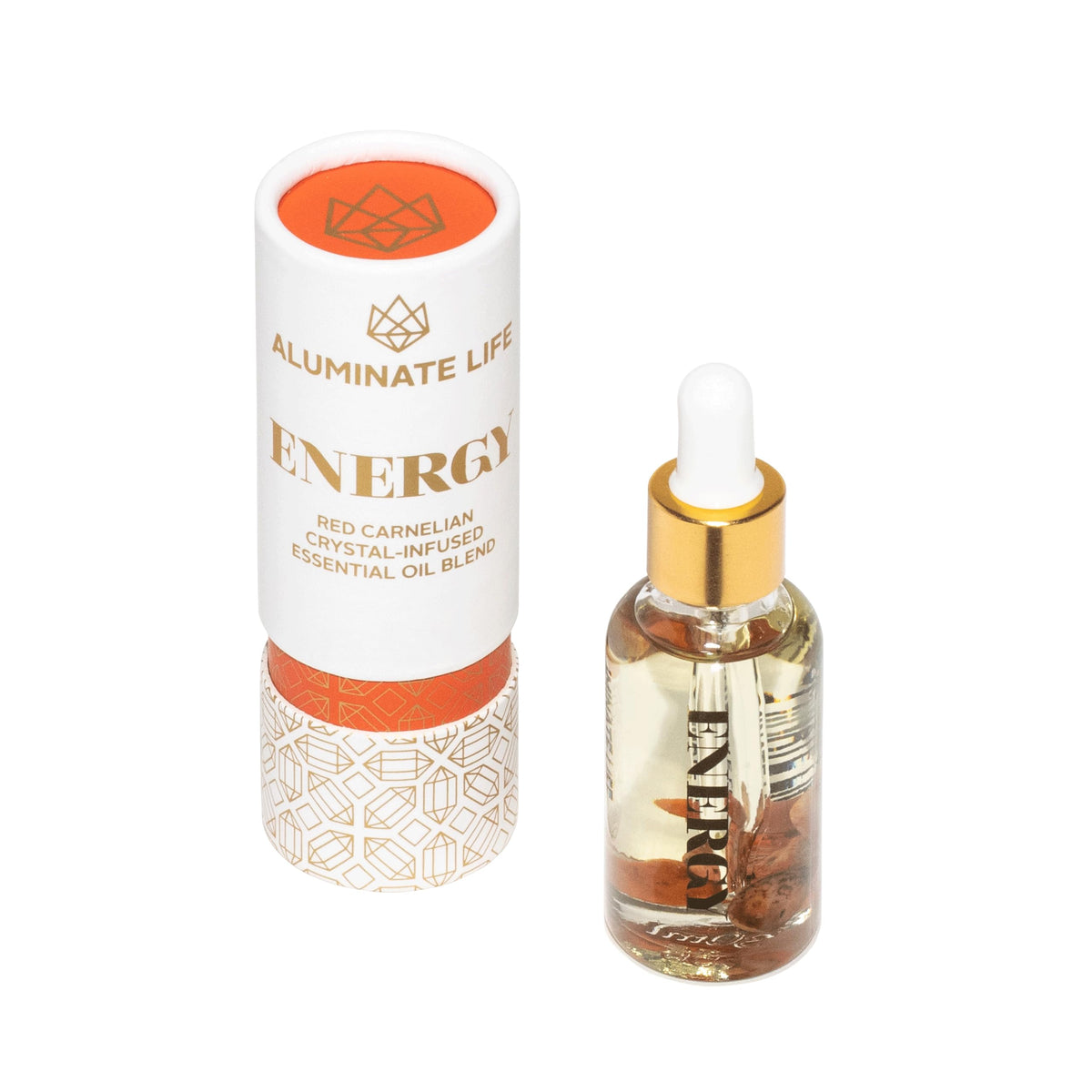 Aluminate Life 1oz crystal-infused oil vial for convenient aromatherapy on the go.