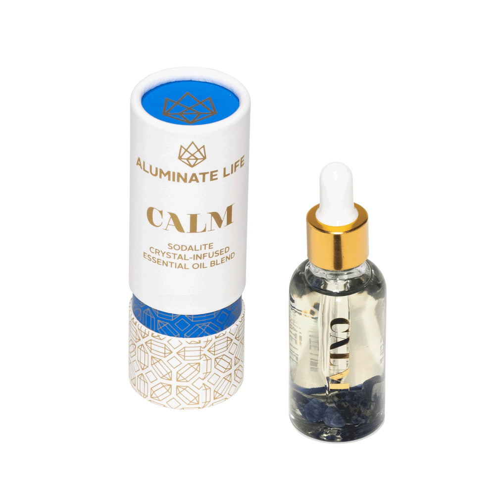 Aluminate Life calm sodalite oil vial – promotes tranquil ambience and easy application.