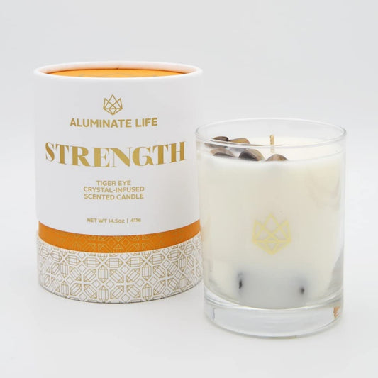 Aluminate Life cedarwood amber sage scent candle fosters grounding focus.