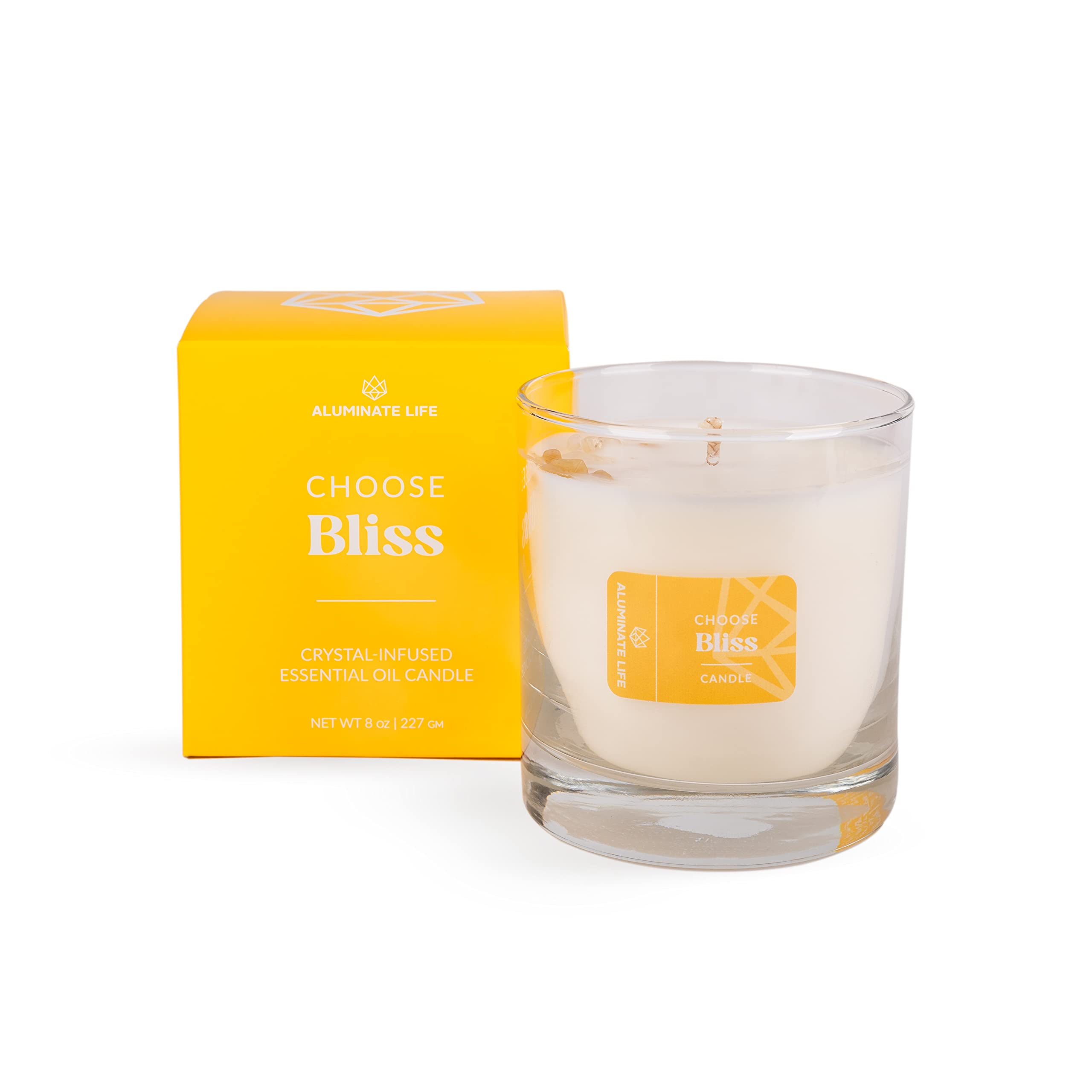 Aluminate Life 8 oz luxury candle in a glass jar for ambient lighting