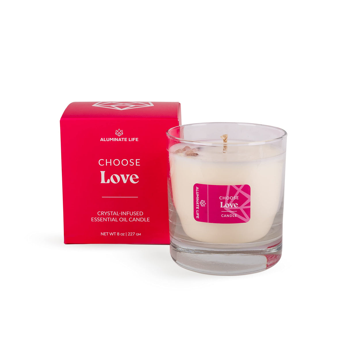 Aluminate Life luxury candle front view with reusable glass jar for elegant decor