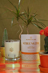 Aluminate Life reusable glass jar candle doubles as barware after use.