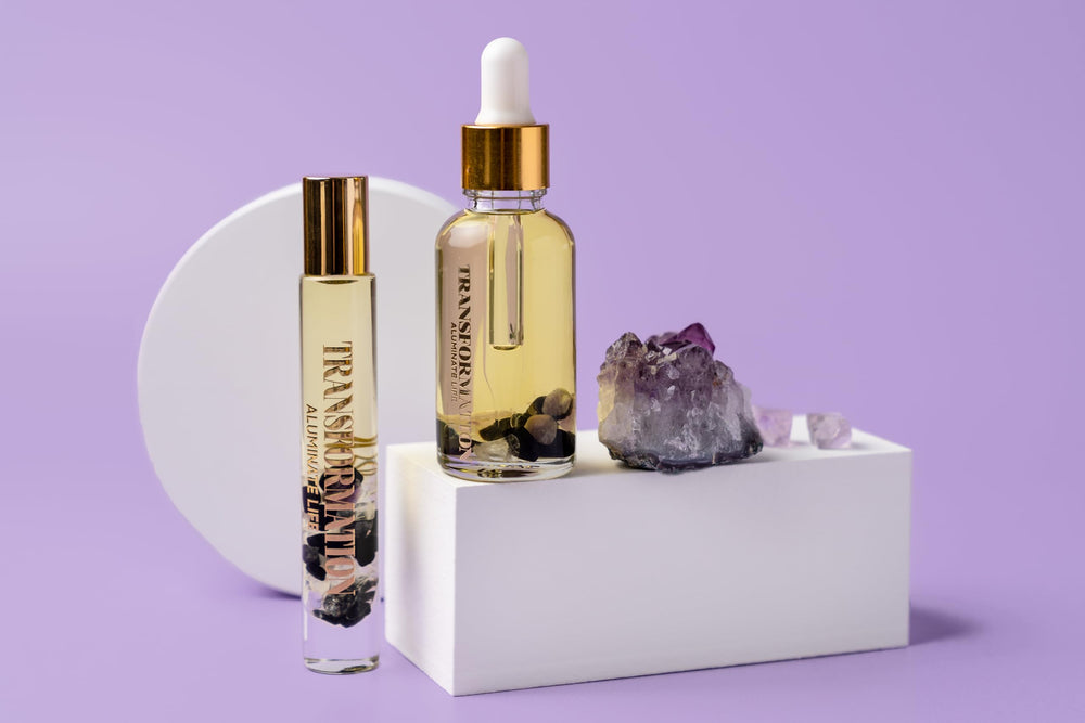 Aluminate Life rollerball on wrists or neck for discreet aromatherapy.