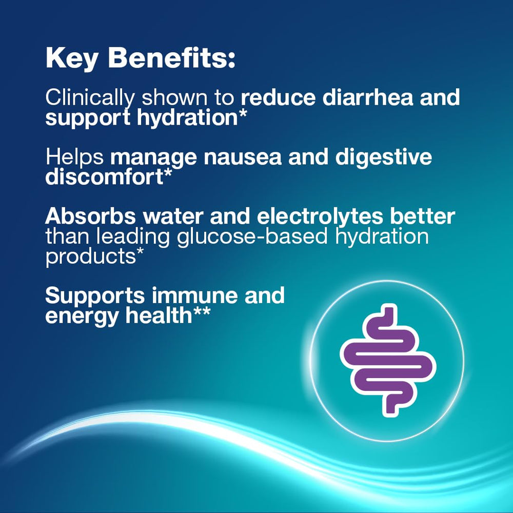 Alyvium amino acid electrolyte blend sachet highlighting gut hydration support.