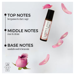 Amallow Garden Rose roller application shows a gentle, long-lasting floral scent for daily use
