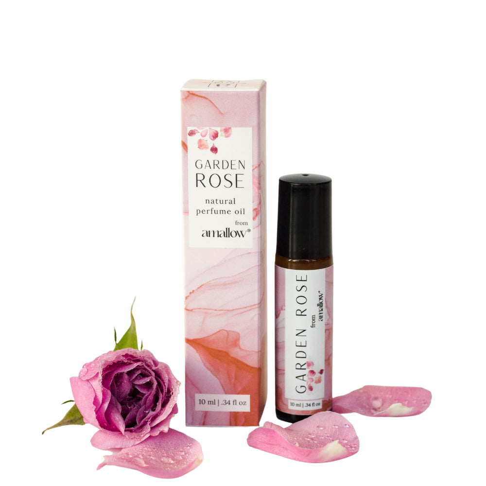 Amallow all-natural perfume roller Garden Rose bottle for daily subtle fragrance on-the-go