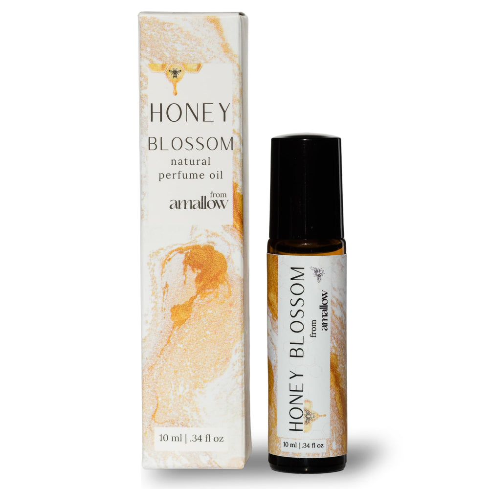 Amallow Honey Blossom perfume roller bottle for on-the-go scent.