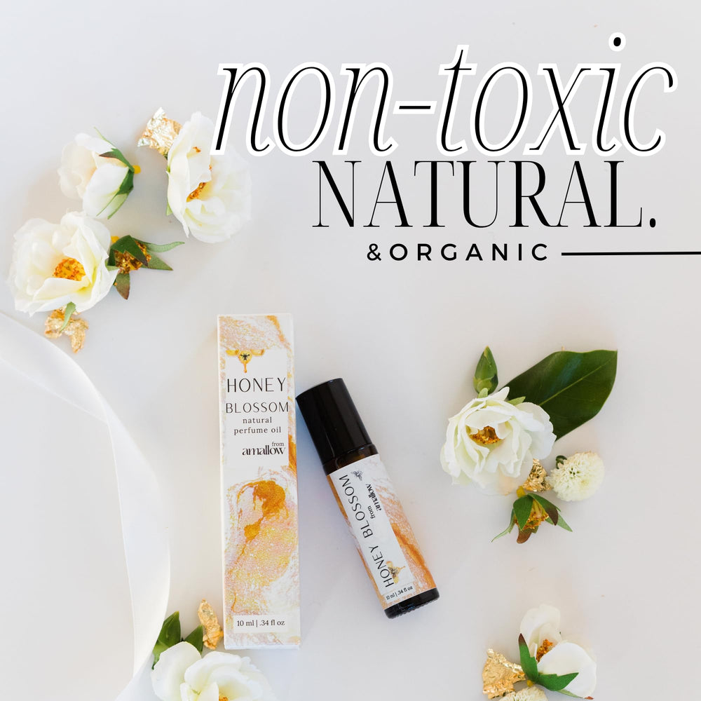 Amallow Honey Blossom packaging close-up highlighting clean essential oils.