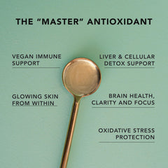 AMANDEAN liposomal glutathione label highlighting ingredients.