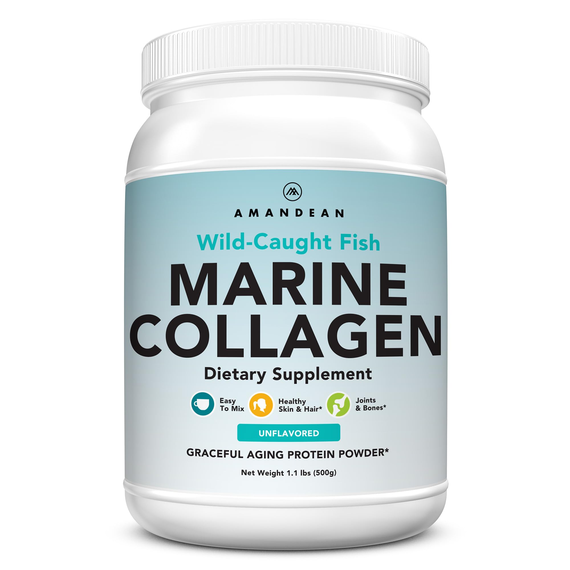 AMANDEAN Marine Collagen bottle ready for daily use to support skin and hair