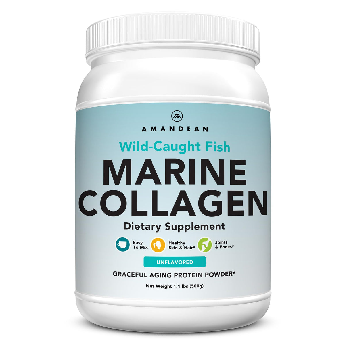 AMANDEAN Marine Collagen bottle ready for daily use to support skin and hair