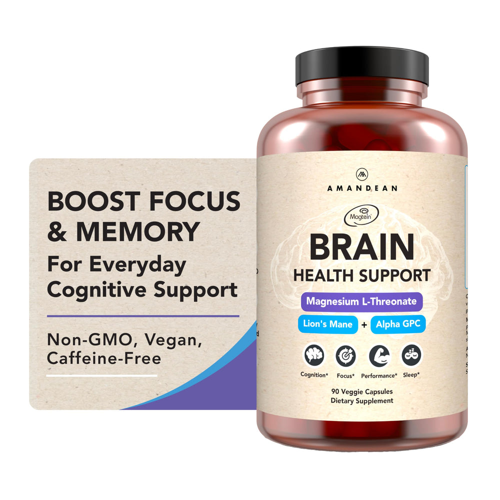 AMANDEAN nootropic bottle label highlighting clarity support for focus.