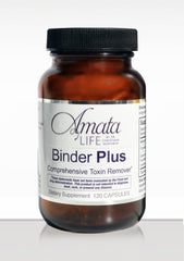 Amata Life Binder Plus liquid pour highlighting convenient consumption and detox support.
