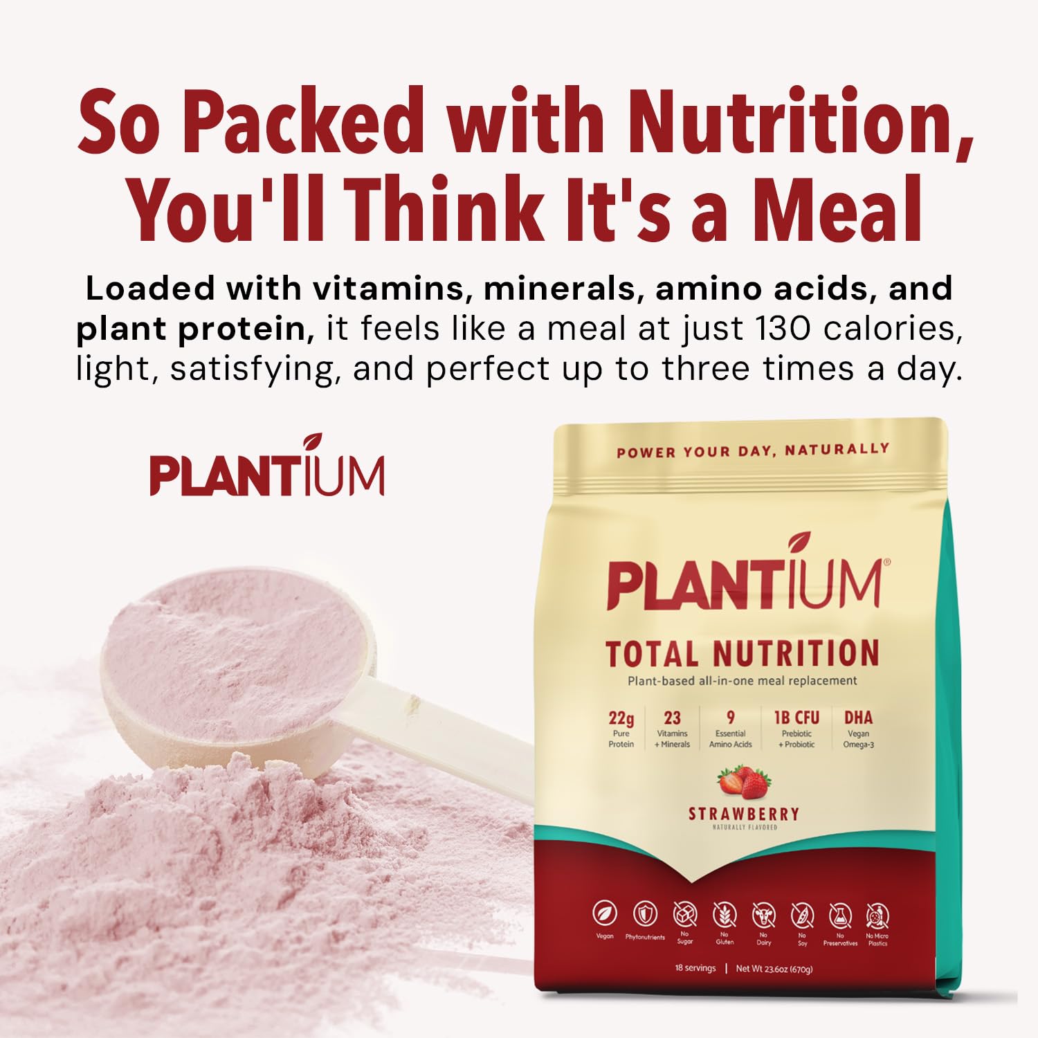 AMAXI Plantium 130-calorie serving aids a low-calorie meal replacement.