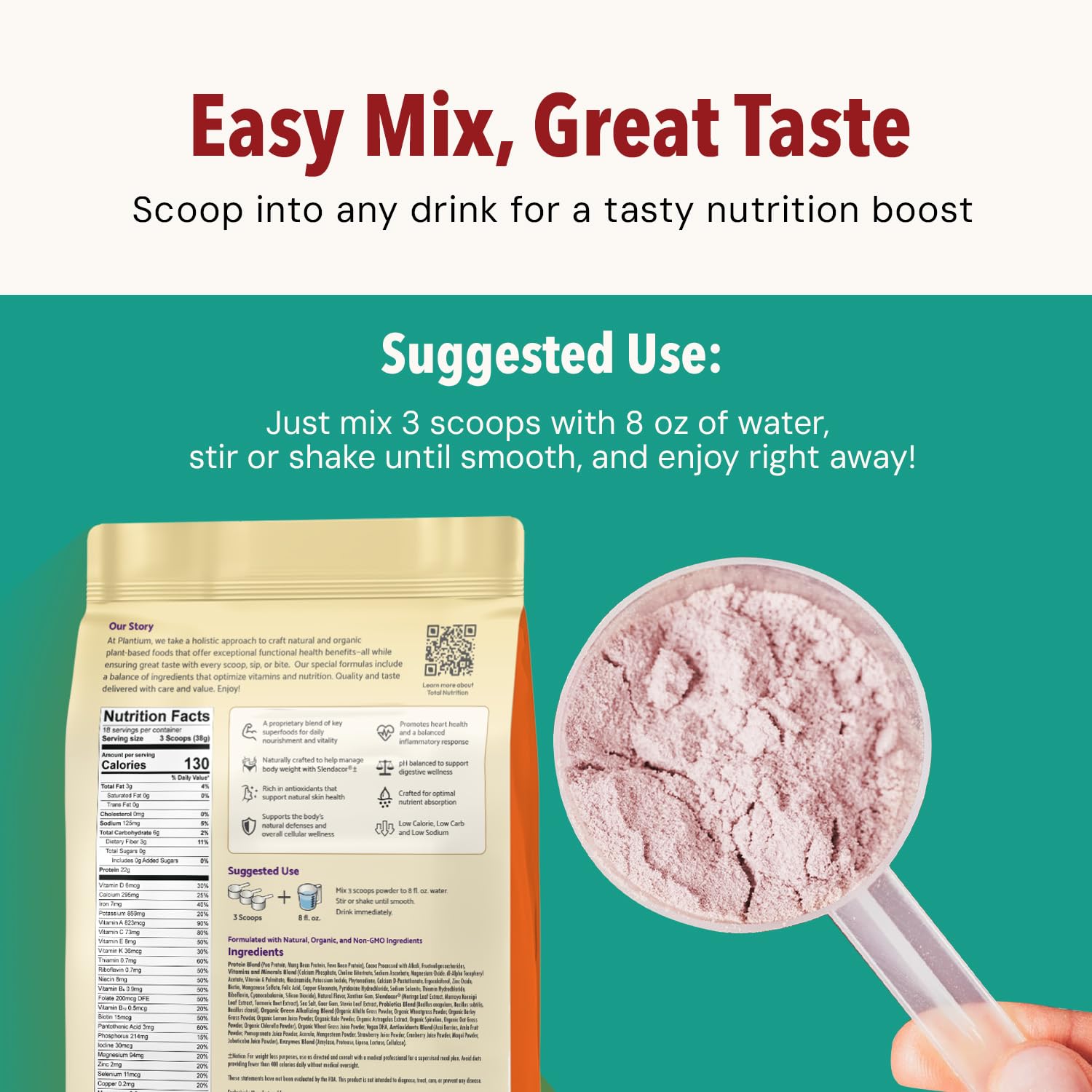 AMAXI Plantium dairy-free, gluten-free, soy-free formula for clean nutrition.