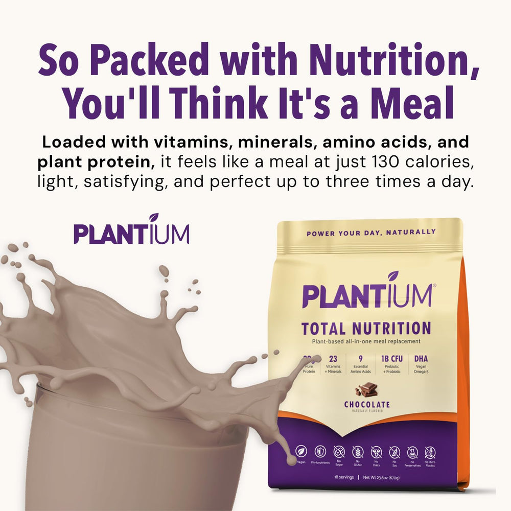 AMAXI Plantium Total Nutrition vanilla variant canister image, versatile daily protein boost.